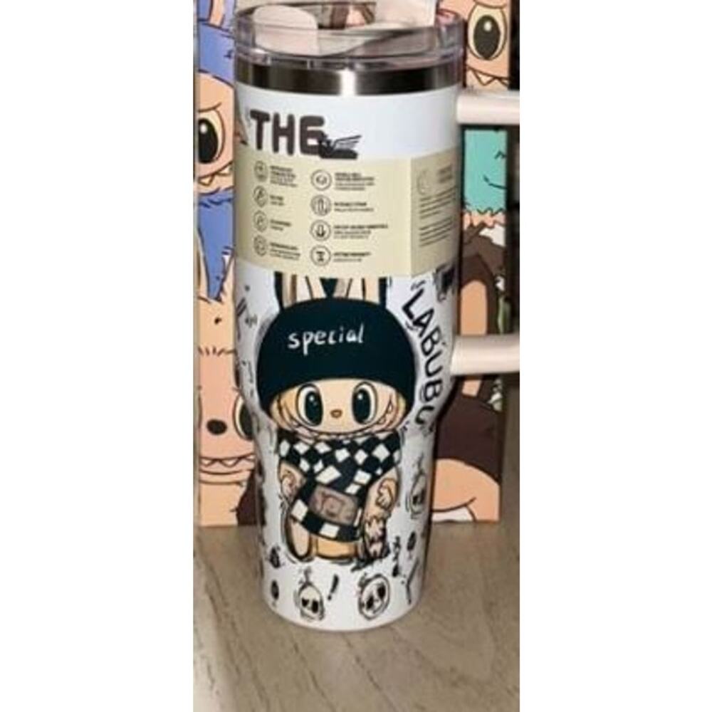 Stanley Labubu Special Edition 40oz Tumbler White Cup Dust Bag Straw Gift Box